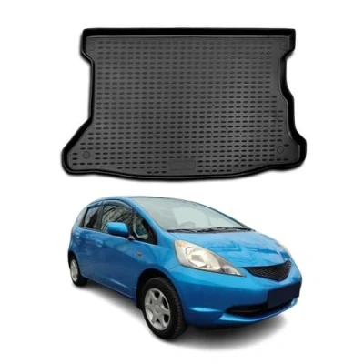 Abbildung von OMAC Kofferraummatte Kofferraumwanne kompatibel mit Honda Jazz 2007 2008 Gummi TPE Schwarz