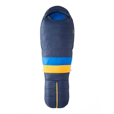 Abbildung von Marmot Damen Women&#039;s Ouray Long, Mumienschlafsack für Erwachsene, Entendaunen mit 650er Bauschkraft, extralang, sehr leicht und warm, 183 cm, geeignet bis 40 C, Arctic Navy/Dark Azure, cm
