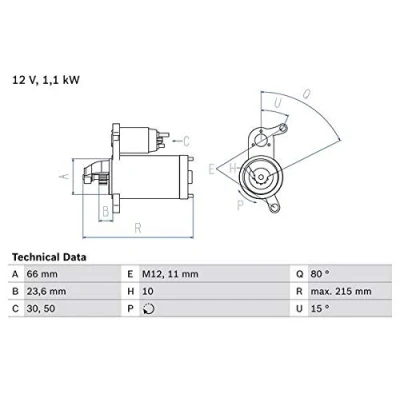 Abbildung von BOSCH 0 986 024 010 Anlasser 12 1,1 10 AUDI: A4 B8 Avant, A5 Coupe, Q5