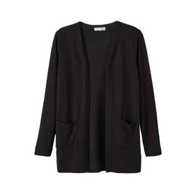 Abbildung von NAME IT Girl&#039;s NKFVICTI LS Knit Card L NOOS Strickjacke, Black, 158/164