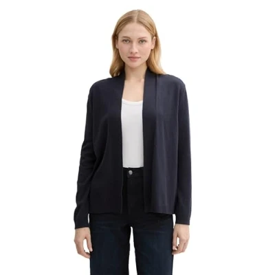 Abbildung von TOM TAILOR Damen Strickjacke mit Schalkragen, 10668 Sky Captain Blue, M