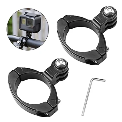 Abbildung von oupados 2 Stück Aluminium Sport Action Kameras Zubehör Hochwertige Lenker Adapter Befestigung Halterung Durchmesser 26.5 32mm für Gopro HE Hero/HD Hero2 /3 Schwarz