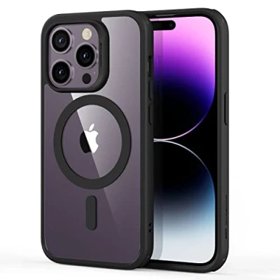 Abbildung von ESR für iPhone 14 Pro Max Hülle, kompatibel mit MagSafe, Classic Hybrid Magnetische HaloLock, Militärnorm Sturzschutz Handyhülle, Kratzfeste Rückseite Case, Klares Schwarz