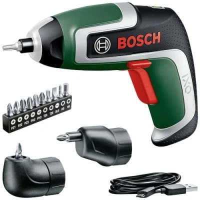 Abbildung von Bosch Home &amp; Garden Akku Schrauber &quot;IXO 7&quot;, (Set), mit 10 tlg. Bit Set, Winkelaufsatz, Exzenteraufsatz, Aufbewahrungsbox
