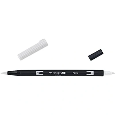 Abbildung von Tombow ABT Dual Brush Pen, N95 1P, Stift mit zwei Spitzen, perfekt fürs Hand Lettering und Bullet Journal, wasservermalbar, cool gray 1