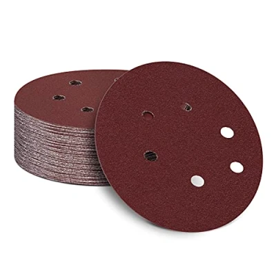 Abbildung von 150mm Schleifscheiben für Exzenterschleifer 180 Körnung, Schleifpapier 6 Loch Klett Schleifblätter Holz Holzwerkstoffe Spanplatte Metall(50 Stück)