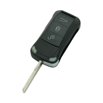 Abbildung von BROVACS Ersatz Schlüsselgehäuse, kompatibel mit Porsche Cayenne 4 Tasten Keyless Entry Flip Remote Key Case Fob 3 BTN Panic PG922A