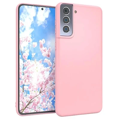Abbildung von EAZY CASE Handyhülle Silikon mit Kameraschutz kompatibel Samsung Galaxy S21 Plus 5G in Rosa, Ultra dünn, Slimcover, Silikonhülle, Hülle, Softcase, Backcover