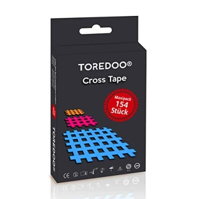 Abbildung von TOREDOO Kinesiologie Tape Cross Gittertape 154 Stück Gitterpflaster Mix Box bunt (Packung)
