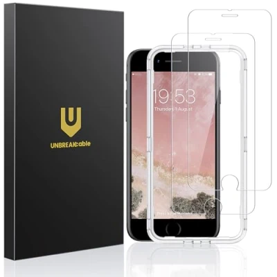 Abbildung von UNBREAKcable Schutzfolie für iPhone SE 2020/ 2022, 8/7/6/6s Panzerfolie [2 Stück], 9H Härte Schutzglas, 2.5D Displayschutzfolie [Anti Bläschen, Anti Kratzer, leicht anzubringen]