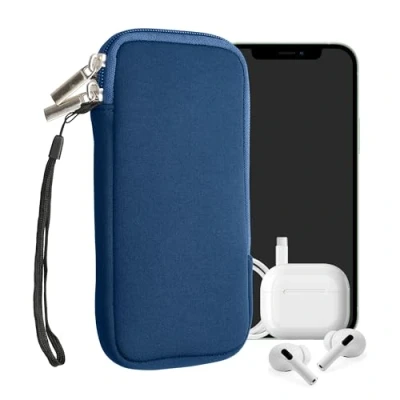Abbildung von kwmobile Handytasche für Smartphones XXL 7&quot; Neopren Handy Hülle Blau Tasche 17,7 x 8,5 cm Innenmaße