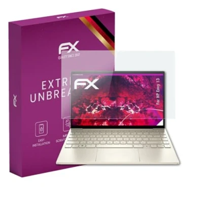 Abbildung von atFoliX Glasfolie kompatibel mit HP Envy 13 Panzerfolie, 9H Hybrid Glass FX Schutzpanzer Folie