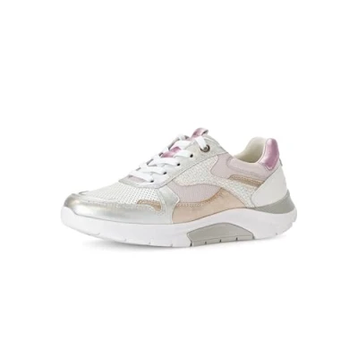 Abbildung von Gabor Damen Low Top Sneaker, Frauen Halbschuhe,schnürschuhe,schnürer,straßenschuhe,Strassenschuhe,Sportschuhe,Weiss/silb/Puder k,37.5 EU / 4.5 UK