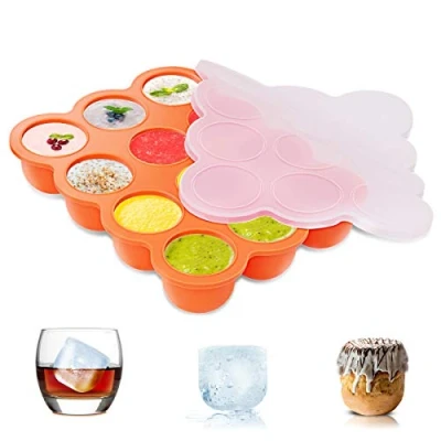 Abbildung von ZOUNICH Silikon Babynahrung Aufbewahrung Behälter, Babybrei Einfrieren mit Silikondeckel Behälter Gefrierschrank Tray, Wiederverwendbare Gemüse, Obst Purees, Saucen und Eiswürfel