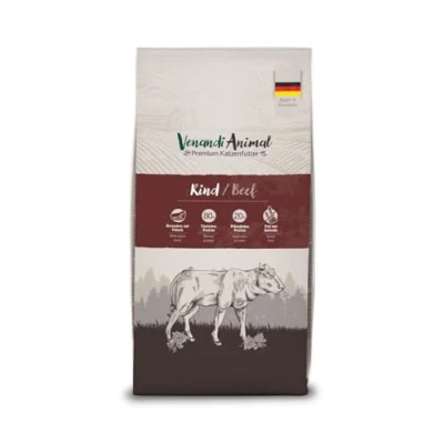 Abbildung von Venandi Animal Premium Trockenfutter für Katzen Rind, 1er Pack (1 x 6,5kg), getreidefrei mit viel frischem Fleisch