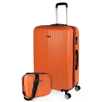 Abbildung von ITACA Koffer Groß 4 Räder Großer Leichte Reisekoffer mit Rollen Groß. für Flugzeuge Hartschale Geprüftem Schloss Trolley T71570B, Mandarine