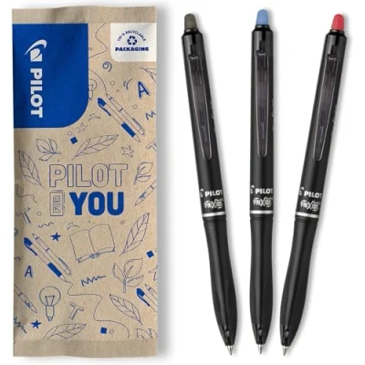 Abbildung von PILOT 3er Set FriXion Ball 07 Plus Tintenroller mit löschbarer, thermosensitiver Tinte Nachfüllbarer und Druckmechanismus Aus recyceltem Kunststoff Schwarz, Blau, Rot Mittlere Spitze