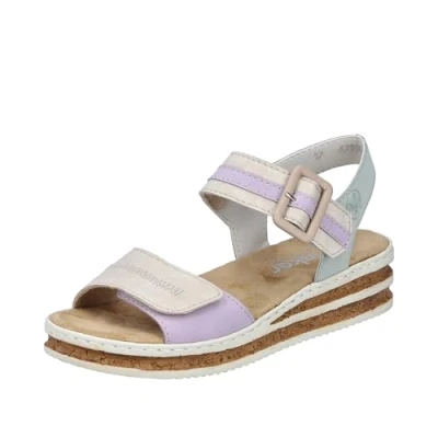 Abbildung von Rieker Keilsandalette Sommerschuh, Urlaubschuh, Sandale mit regulierbaren Klettverschlüssen