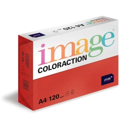 Abbildung von Image Coloraction Chile farbiges Kopierpapier DIN A4, 210 x 297 mm, 120 g/m² buntes, holzfreies Druckerpapier für Kopierer 250 Blatt Rot