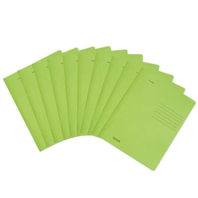 Abbildung von Original Falken 10er Pack Schnellhefter Intensivfarben. Made in Germany. Gebrauchsfertig gefaltete Hefter aus Recycling Karton, DIN A4 kaufmännische und Behördenheftung hellgrün Blauer Engel