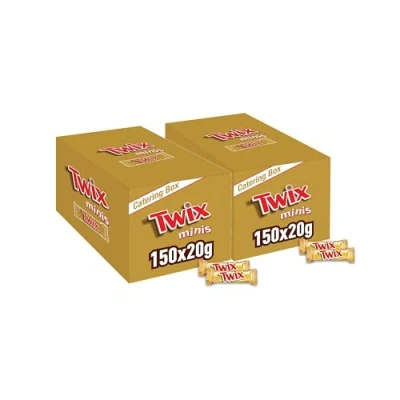Abbildung von Twix Minis, Schokoriegel, Karamell &amp; Keks, Milchschokolade, Großpackung Schokolade, 2 x 150 20g, 6kg