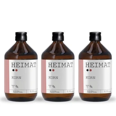 Abbildung von Heimat Korn 32% 3 x 500ml Weich cremig milder Weizenkorn für Shots oder Cocktails Destillers World Spirit Awards 2022 Gewinner (500ml)