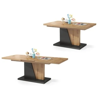 Abbildung von All4All Couchtisch Noel Kaffeetisch Wohnzimmertisch Sofatisch mit Ablagen Esstisch Einlegeplatte ausklappbar 120x70cm 05 Artisan Eiche + Anthrazit