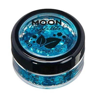 Abbildung von Biologisch abbaubarer Öko Glitter von Moon 100% kosmetischer Bio für Gesicht, Körper, Nägel, Haare und Lippen 3g Blau