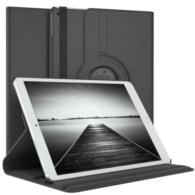 Abbildung von EAZY Case Tablet Hülle für iPad Air (1. Generation) Schutzhülle 9.7 Zoll Smart Cover Rotationcase zum Aufstellen Klapphülle 360 drehbar mit Standfunktion Tasche Kunstleder Schwarz