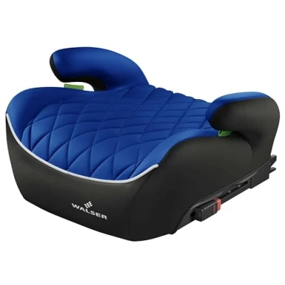 Abbildung von WALSER Premium Kinder Sitzerhöhung Auto ISOFIX, Qualitätssieger Sehr Gut* Kindersitz 125 150 cm, Kindersitzerhöhung Andy neueste Norm 2024 ECE R 129, schwarz/blau