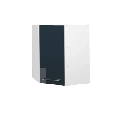 Abbildung von Vicco Eckhängeschrank Fame Line, Dunkelblau Hochglanz/Weiß, 57 cm