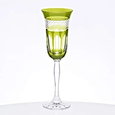 Abbildung von CRISTALICA Champagnerkelch Sektglas 150ml grün Retro Kelch Kristallglas geschliffen bunt