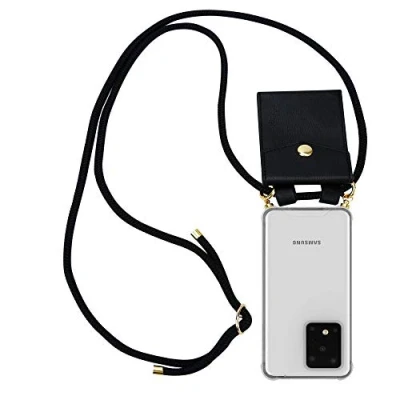 Abbildung von Cadorabo Handykette kompatibel mit Samsung Galaxy S20 Ultra Schutzhülle TPU Silikon Case Necklace Design Slim Kratzfest Kordel Band Etui Rundumschutz Hülle für in Schwarz