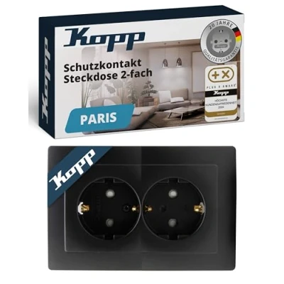 Abbildung von Kopp Steckdosen Hygrostat Einsatz Steckdose Paris Schwarz (matt) 941150080