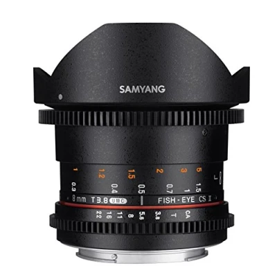Abbildung von Samyang 8/3,8 Objektiv Fisheye II Video DSLR Canon EF manueller Fokus Videoobjektiv 0,8 Zahnkranz Gear, Weitwinkelobjektiv schwarz