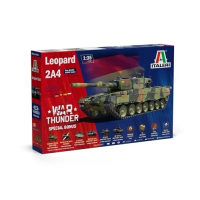 Abbildung von Italeri 35106 1:35 Leopard 2 A4 War Thunder originalgetreue Nachbildung, Modellbau, Plastik Bausatz, Basteln, Hobby, Kleben, Modellbausatz, Zusammenbauen, unlackiert, Militär