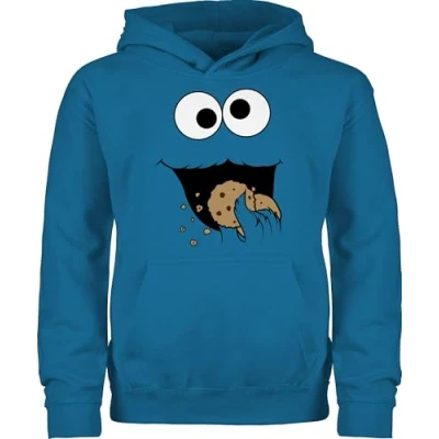 Abbildung von Shirtracer Kinder Hoodie Jungen Mädchen Karneval &amp; Fasching Keks Monster 128 (7/8 Jahre) Himmelblau keksmonster Pullover Jungs karnevall Monster,Pullover karnaval Sweat fasnachts Pulli