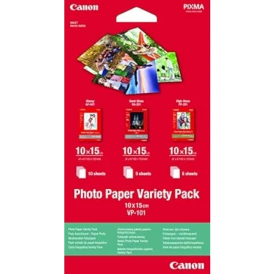 Abbildung von Canon Fotopapier VP 101 Musterpaket Postkarte 10 x 15 cm und DIN A4, 20 Blatt, für Tintenstrahldrucker