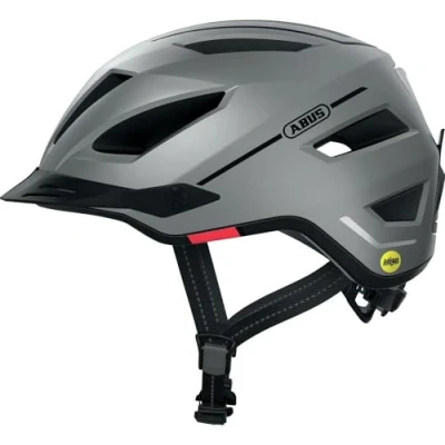 Abbildung von ABUS Stadthelm Pedelec 2.0 MIPS Fahrradhelm mit Rücklicht, Schirm, Regenhaube und Aufprallschutz für Damen Herren Silber Matt, Größe M