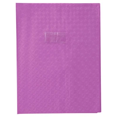 Abbildung von Clairefontaine 72416C Heftumschlag / Heftschoner Hefthülle Calligraphe mit Feinkörnung &amp; Diamantmotiven DIN A4+ 24x32 cm, Etikettenhalter aus PVC blickdicht und strapazierfähig, Violett, 1 Stück