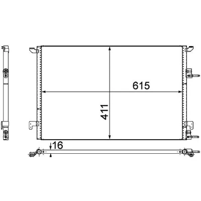 Abbildung von MAHLE ORIGINAL AC 589 000P Klimakondensator ohne Trockner 615mm SAAB: 9 3 Limousine, Kombi, Cabrio