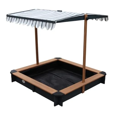 Abbildung von AXI Sandkasten Lily aus FSC Holz mit verstellbarem Dach in Anthrazit &amp; Braun Sand Kasten Abdeckung für Kinder Sitzecken 118 x cm