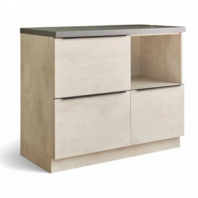 Abbildung von BASIC by Balculina Unterschrank &quot;Sanibel Küchenschrank mit Auszügen BxHxT 110x94x60&quot;, (1 St.), Breite 110cm, Melaminbeschichtung, 3 Auszüge, 1 offenes Fach