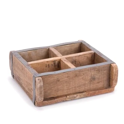 Abbildung von DESIGN DELIGHTS Holz ZIEGELFORM Brick Massivholz, 35/25 cm Vintage Holzkiste, Ziegelsteinform, Holzziegel, Aufbewahrungskiste, Ordnungskiste, Kasten Anzahl: 4 Fächer