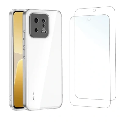 Abbildung von NEW&#039;C Hülle für Xiaomi 13 (6.36&quot;) Ultra Transparent Silikon Weiches TPU Gel und 2 x Panzer Schutz Glas Kratzfest