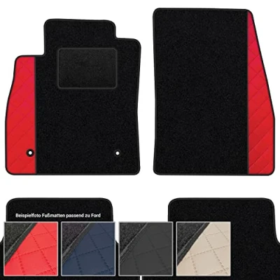 Abbildung von moto MOLTICO Fußmatten Auto Velours Autoteppiche Schwarz Automatten Set 4 teilig Auffälliges Design passend für Ford Kuga II 2012 2019 (Rotes Muster)