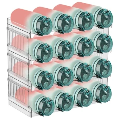Abbildung von Cozywind 4er Stapelbar Flaschenhalter Flaschenregal Kunststoff Flaschenauf Bewahrung Wasserflaschen Organizer Weinregal für Schrank Küche Kühlschrank Arbeitsplatte 16 Flaschen Weinflaschenhalter