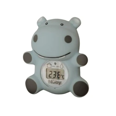 Abbildung von Nuby Hippo Baby Badethermometer Digitales Thermometer mit leicht ablesbarem Bildschirm BPA frei Bad &amp; Raumthermometer Geeignet ab Geburt (Blau)