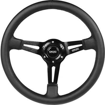 Abbildung von OCC MOTOR SPORT Halbschuh Lenkrad Auto Classic Modell Nappa Leder schwarze Arme 75 Mm Halbschüsselrad 350 (14 Zoll), SCHWARZ