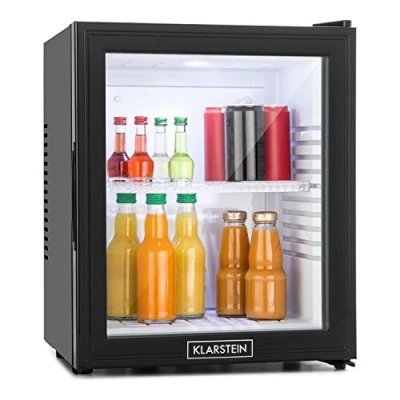 Abbildung von Klarstein Table Top Kühlschrank HEA MKS 13 10005440A, 47 cm hoch, 38 breit, Hausbar Minikühlschrank ohne Gefrierfach Glastür klein